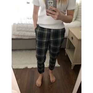 H&M Navy Tartan Plaid Pants US 2